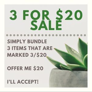 3/$20 SALE WHILE SUPPLIES LAST